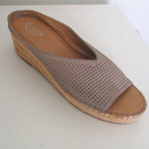 Franco Sarto Tan Laser-cut Leather 1" Platform Wedge Espadrille - Size 9.5M